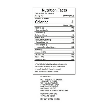 Candy Filled Straws Nutrition and Ingredients